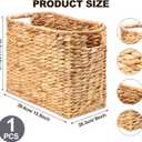 Tatuo Seagrass Magazine Baskets Magazine Holder Tall Narrow Woven Storage Wicker Basket Floor Bathroom Home Office Handwoven Holder for Books, Newspaper, File and Mail(Light Brown)