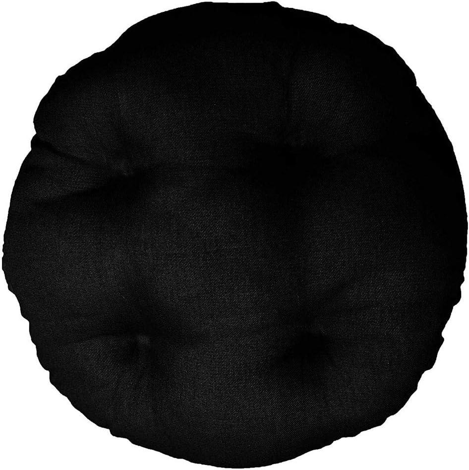 Levoberg Round Bar Stool Cushion with Elastic Canvas Thick Padded Barstool Chair Cover 13.7" Black