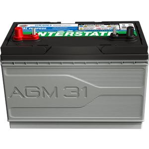 Interstate Batteries Marine/RV Battery 12V 100Ah 825CCA Dual Purpose Power Pure Lead AGM RV & Marine Starting Replacement Battery (Group Size 31M) Boats, RV's (8-31MAGMDC / 31M-AGM-A)