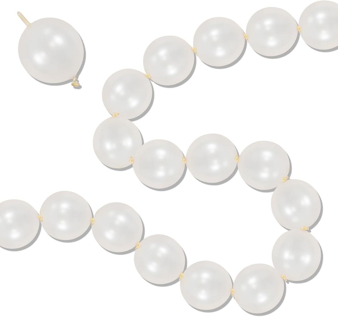 Pearl White Linking Balloons, 100PCS 6 Inch Pearl Color Quick Link Balloons for Making Balloon Wall Heart Arch, Tails Balloon for Wedding Birthday Baby Shower Engagement Graduation Party Decorations