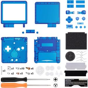 IPS Ready Upgraded eXtremeRate Clear Blue Custom Replacement Housing Shell for Gameboy Advance SP GBA SP – Compatible with Both IPS & Standard LCD – Console & Screen NOT Included