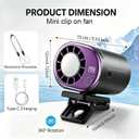Clip On Fan with Led Display, Portable Ac for Car, 16°C Cooling System, 360° Rotation & 199 Speeds Adjustable Mini Car Fan, Car Air Conditioner, Personal Fan for Vehicle, Office, Outdoor Use (Black)
