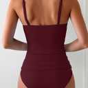 Eomenie Women's Swimsuit Tankini Tummy Control Bathing Suits Two Piece Full Coverage Slim Swim Suits with High Waisted Bottom (Red, L)