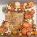 Fall Balloon Garland Arch Kit 137Pcs Orange Coffee Brown Sand White Balloons & Pumpkin Pinecone Maple Leaf Foil Balloon for Thanksgiving Autumn Hello Fall Birthday Little Pumpkin Baby Shower Decor