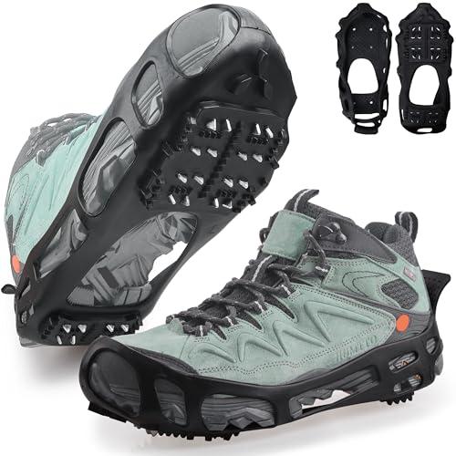 Ice Cleats Snow Traction Cleats Crampon for Walking on Snow and Ice Non-Slip Overshoe Rubber Anti Slip Crampons Slip-on Stretch Footwear, Size M