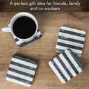 Thirstystone Marble Black & White Striped Coasters with Protective Cork Backing 4" Square Absorbent, Artistic, Elegant
