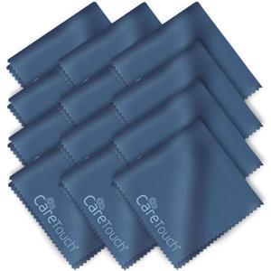 Care Touch Eyeglass Cleaning Cloth - 12 Pack of Microfiber Cleaning Cloth for Glasses, Lenses, Phones and Screens - Large, Lint-Free, Reusable and Scratch-Free - 6 x 7 Inches - Navy