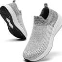 Women's Wide Slip On Walking Shoes Non-Slip Socks Shoe Lightweight Breathable Mesh Sneakers for Everyday Comfort & Style | Perfect for Work Travel White Black (White) 8