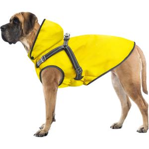 Mosucoirl Dog Raincoat Waterproof Doggie Hoodie Reflective Dog Raincoat Hooded Adjustable Rain Jacket for Small Medium Large Dogs Puppies Doggie (Yellow, L)