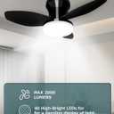 Benss Ceiling Fans With Lights And Remote, 24'' Dimmable Low Profile Ceiling Fan With Light, Socket Fan Light 2000 Lms, 3 Colors 3000K-6500K, Flush Mount, Quiet For Bedroom, Kitchen, Living Room,Black