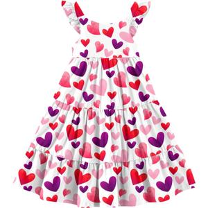 Toddler Dresses Girls Summer Floral Ruffle Sleeve Sundress Casual Sleeveless A-Line Playwear Dress 2-8 Years