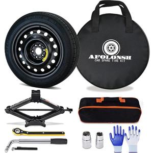 Spare Tire Kit for 2021-2026 Ford Bronco Sport | Complete Compact Spare Tire 155/85R18 with Pre-Mounted Wheel | Includes 2 Ton Scissor Jack, Lug Wrench, Heavy-Duty Storage Bag, Gloves & Tool Set