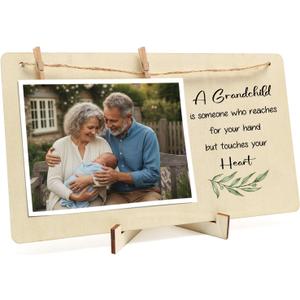 Grandchildren Picture Frame First Time Grandma To Be New Grandparents Gifts Wooden 4x6 Grandkids Baby Photo Frames Keepsake Unique Grandparents Day Gift Ideas for Family Grandpa Nana Home Table Decor