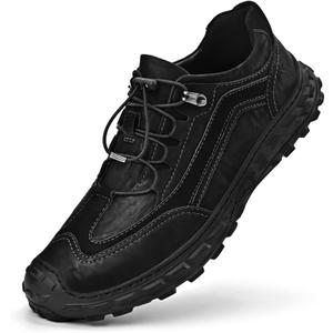 Men's Lightweight Waterproof Hiking Shoes Comfortable Leather Non-Slip Platform Slip On Trekking Trail Shoes Casual Fashion Outdoor Walking Work Sneakers, 9