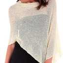 SHU-SHI Womens Sheer Knit Poncho Shrug Lightweight Cover Up One Size Fits Most (Butter Yellow)