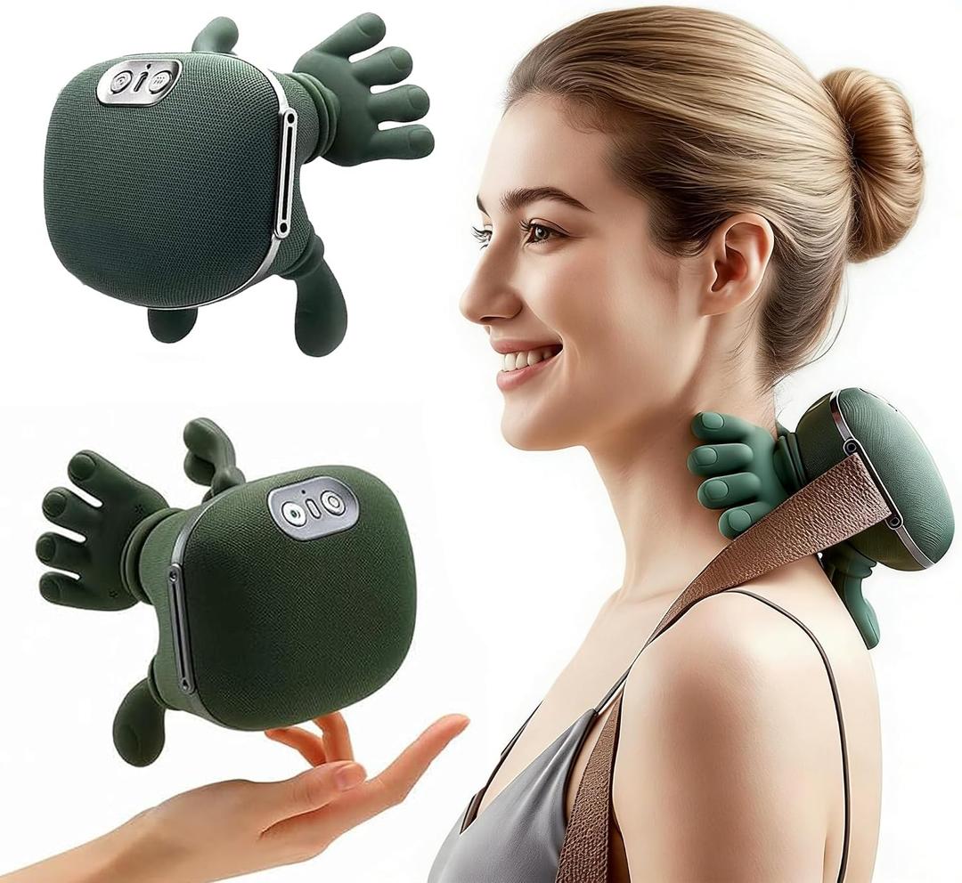 Electric Portable Neck Massager with Heat for Pain Relief deep Tissue,Shoulder & Back Massager,masajeador de espalda y Cuello shiatsu Neck and Back Massager (Green)