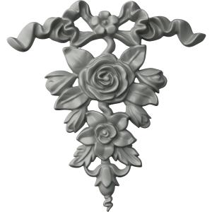 Ekena Millwork 8 1/2"W x 9"H x 3/4"P Versailles Ribbon and Rose Drop Onlay