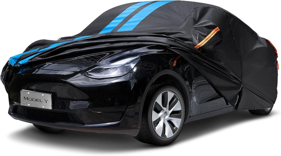 Car Cover Custom Fit for Tesla Model Y 2021-2024 Waterproof All Weather Rain Snowproof UV Protection Windproof with Charging Port, Ventilated Mesh, Zipper Door, Reflective Strip, Storage Bag (Blue) Car Cover Custom Fit for Tesla Model Y 2021-2024 Waterproof All Weather Rain Snowproof UV Protection Windproof with Charging Port, Ventilated Mesh, Zipper Door, Reflective Strip, Storage Bag (Blue)