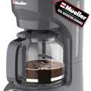 MÜELLERHOME 12-Cup Drip Coffee Maker Perfect for Home or Office, Borosilicate Carafe, Auto-Off, Reusable Filter, Anti-Drip, Keep-Warm Function, Clear Water Level Window, Gray, 2 Pack