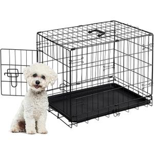 Sweetcrispy 24.4 Inch Single-Door Dog Crate, Durable Metal Pet Kennel with Secure Lock, Foldable Design, Removable Tray for Easy Cleaning, Small Dogs Training & Travel Portable Puppy Cage