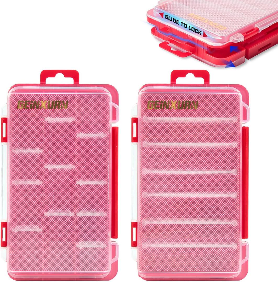 Small Flat Storage Parts Organizer, 2Pcs Red Portable Transparent Plastic Small Parts Tool Box with Removable Dividers, Screwdriver Bit Cases Storage(2 Pieces)