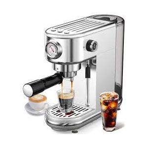Espresso Machine with Milk Frother, 20 Bar Pressure Espresso Maker, with 44OZ Removable Tank, Compact Stainless Steel Coffee Machine for Home, Office, Latte, Cappuccino, Gift for Women or Men