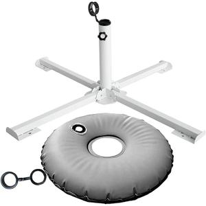 Foldable Portable Beach Umbrella Stand - Portable Patio Umbrella Base Holder, Outdoor Sunshade Anchor, with Weight Bag for Stadium, Courtyard, Garden, Beach, Grass, White