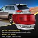 Tail Light Compatible with Jee-p Grand Cherokee 2014-2021, LH Left Driver Side Taillight Replace 68110017AF CH2804106, Outer 
