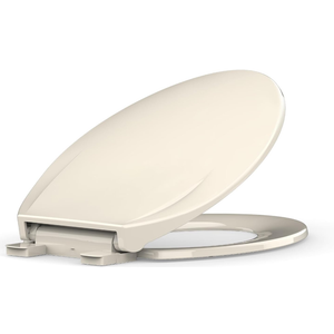 Toilet Seat Elongated,Toilet Seat with Quick-Release And Quick-Attach, Plastic Toilet Seat with Soft Close, Easy Install and Clean - Almond
