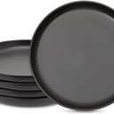 Okuna Outpost Black Ceramic Dinner Plates, Set of 4 Serving Dinnerware Dishes (8 Inches)