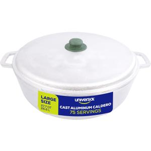 Universal (Professional Extra Large) Caldero 75 Cups - 27.7 QT / 26.6 L, Stainless Aluminum Pot, Even Heat Distribution and Fast Cooking Dutch Oven Pot with Ergonomic Handles, Ideal for Rice, and More