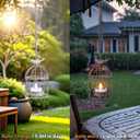 Solar Lanterns Outdoor Waterproof, Rust Iron Cage Candle Holder with Flickering Solar Powered Tea Lights, Hanging Solar Lights for Outside Tree Backyard Patio Garden Fence Decoration-4Pack