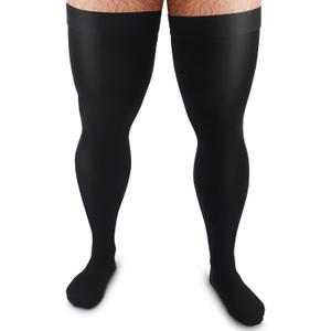 Zhanmai Thigh High Compression Socks for Men 20-30 Mmhg Compression Stockings Thigh High Socks Swelling (Medium, Black)