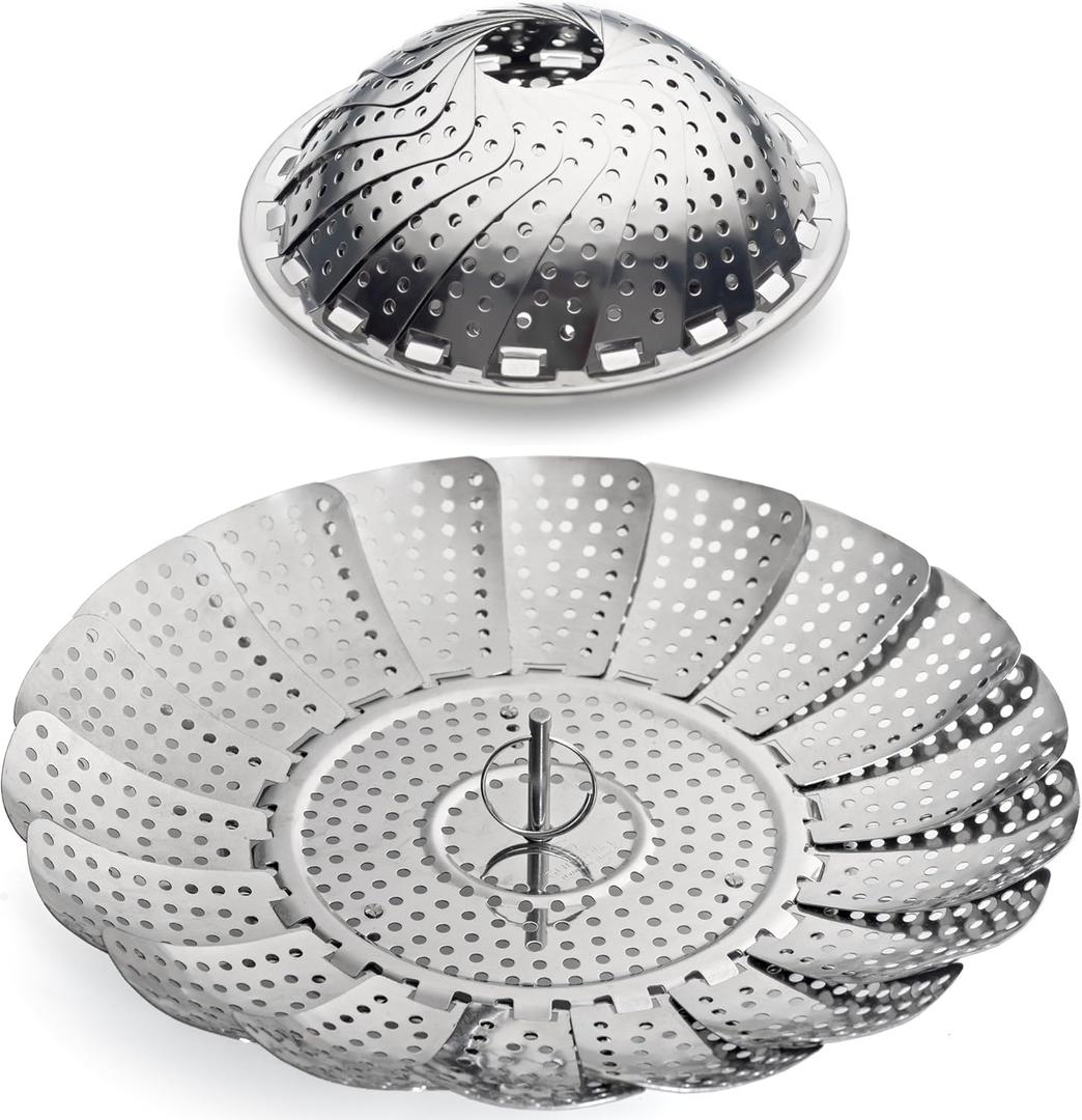Vegetable Steamer - 5.3" to 9.3" - 100% Stainless Steel