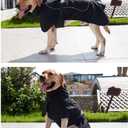 Barkworthies Dog Raincoat - Waterproof Winter Jacket with Velvet Inner, Reflective Strip, Black, XL