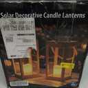 Solar Lanterns Outdoor Waterproof, 2Pack 13" Metal Decorative Lanterns with LED Flickering Flameless Candle Hanging Solar Lanterns Lights for Garden Patio Table Front Porch Party Wedding Decor