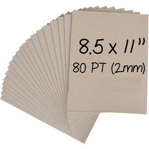 Heavy-Duty Chipboard Sheets 8.5 x 11 in - 80 PT (2mm) Thick - 20 Sheets of Chip Board for Binding Covers, Book Boards, Backing and Crafts - Sturdy Alternative to Thin Cardboard Sheets