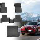 Floor Mats for Alfa Romeo Stelvio & Stelvio Quadrifoglio 2018-2025, Floor Mats for Stelvio Base Ti Veloce, 2 Row Floor Mats & Cargo Mat(with Subwoofer), TPE Anti-Slip Stelvio Mats Accessories
