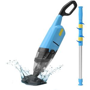 Cordless Pool Vacuum Cleaner for Above Ground Pool & In Ground Rechargeable Pool Vacuum Cleaner - 90 Mins Runtime, with 69" Telescopic Pole, Spa Vacuum for Hot Tub- Fast 3H Charge (Blue)