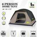 Happy Travel Camping Tent, 6 Person Dome Tents for Camping with Rainfly, Waterproof Clip Easy Setup Portable Family Tent with Mesh Windows, 20% More Headroom Backpacking Tents for Camping & Hiking