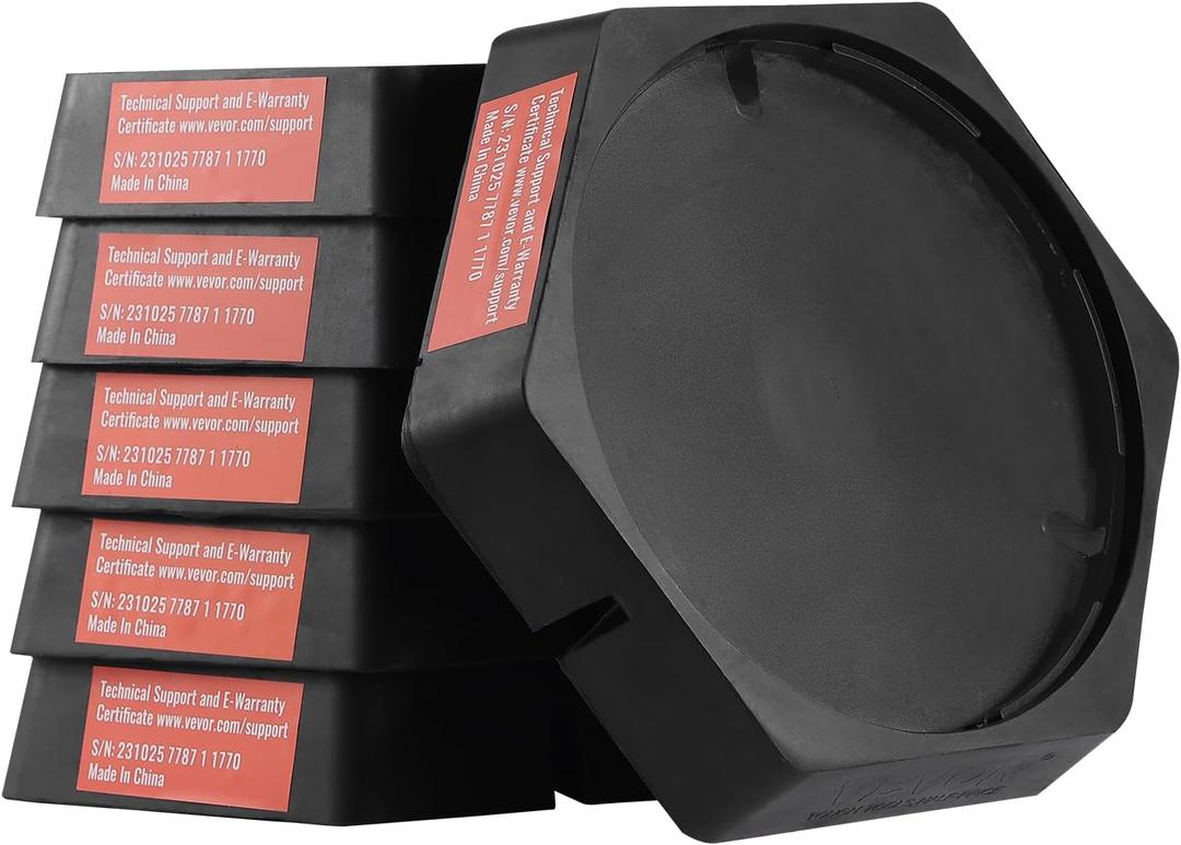 VEVOR RV Leveling Pads, 9 Inch Round Landing Feet, Permanent Attached Jack Stabilizers, Rubber Jack Pads, 5000 lbs Capacity per RV Jack Pad, 5th Wheels, Travel Trailers, Class A/C Motorhomes (6-Pack)