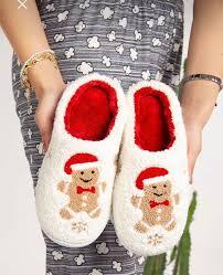 Cxiboh Christmas House Slippers for Women Indoor Outdoor Soft Comfy Bedroom Shoes with Memory Foam Cute Girls Stuff（Gingerbread Man-40-41）