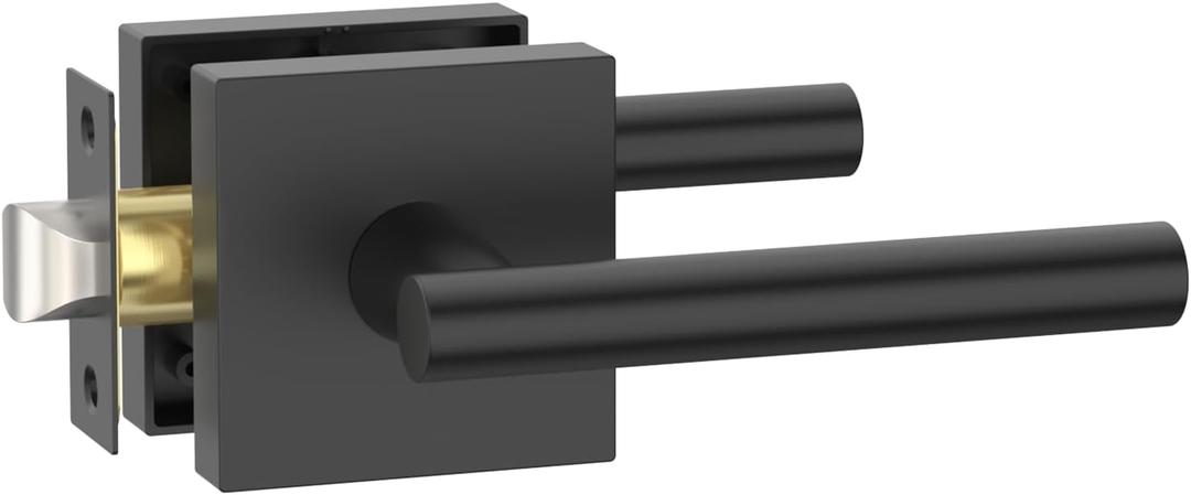 Amerdeco 1 Pack Matte Black Passage Door Handles,Heavy Duty Non-Locking Door Lever for Hall, Closet,Office Area, Shopping Malls AM0031