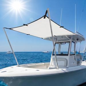5x7x7ft Boat Sun Shades Canopy Marine Awning Waterproof Boat T Top Canvas Replacement Center Console Sunshade Extension 600D Oxford Cloth for Outdoor Fishing Yacht (Not Included Rods)