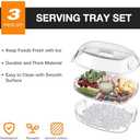 Chilled Veggie Tray with Lid, Shrimp Cocktail Serving Dishes for Entertaining, Ice Serving Platters and Trays Cold Travel Cookout Tailgate Essentials, Appetizer Fruit Snack Tray for Party Clear