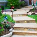 Stargarden Decorative Garden Stakes, 3 Pack Mushroom Lawn Ornaments Metal Garden Stakes, Colorful Yard Art for Garden, Lawn, Porch