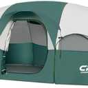 CAMPROS CP Tent 8 Person Camping Tents, Weather Resistant Family Tent, 5 Large Mesh Windows, Double Layer, Divided Curtain for Separated Room, Portable with Carry Bag (Dark Green)