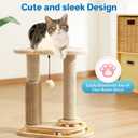 Made4Pets Cat Scratching Post, Cat Self Groomer for Indoor Cats, Cloud Soft Perch for Rest, 17.5" Tall Natural Sisal Scratcher Cat Grooming Interactive Ball Track Toys for Small Cats Kittens