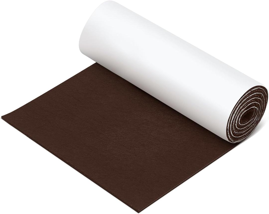 Fullhawl Large Felt Furniture Pads 12 x 60 Inch Non Slip Self Adhesive Heavy Duty Cuttable Strip Roll Felt Sheet Tape for Protecting Hardwood Floors Chair Wall, Brown
