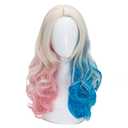 Pink and Blue Long Curly Wigs for Women No-bangs Clip on Ponytails Cosplay Wig,Halloween Party Show Daily use Wig
